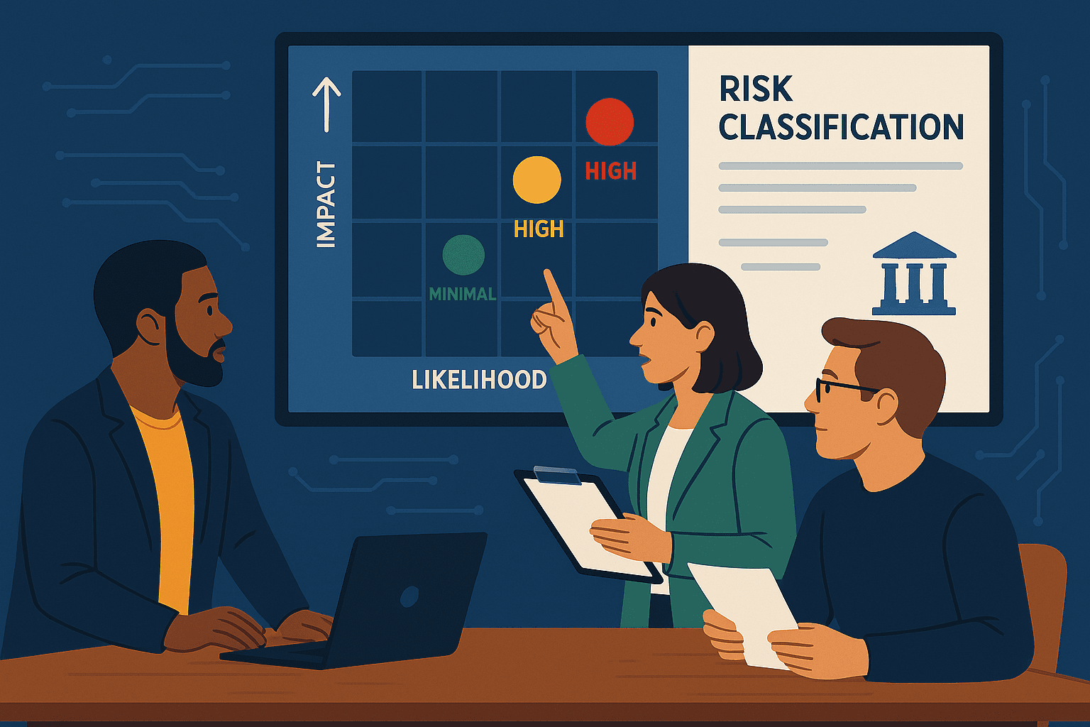 Risk classification pyramid according to the EU AI Act with four levels of AI systems